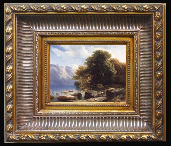 framed  Alexandre Calame THe Lake of Thun, Ta024-3